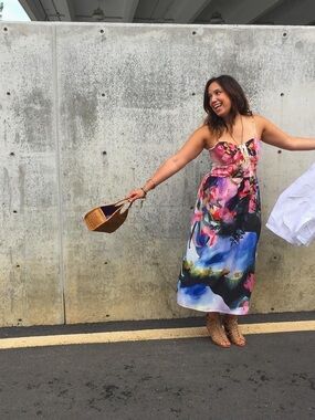 PRE OWNED Anthropologie x Corey Lynn Calter Watercolored Daybreak Midi Dress 0